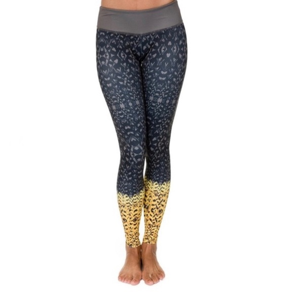 CLOSING SALE! Onzie Gray and Yellow Leggings S/M - Picture 2 of 7